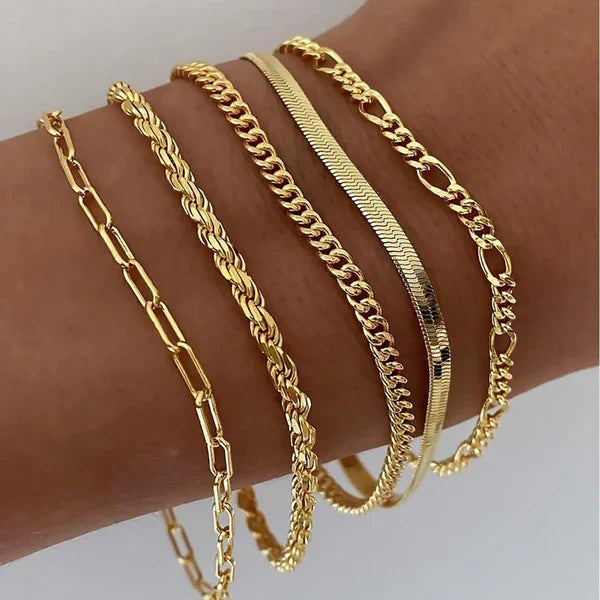 Conjunto de pulseiras 5 peças em ouro