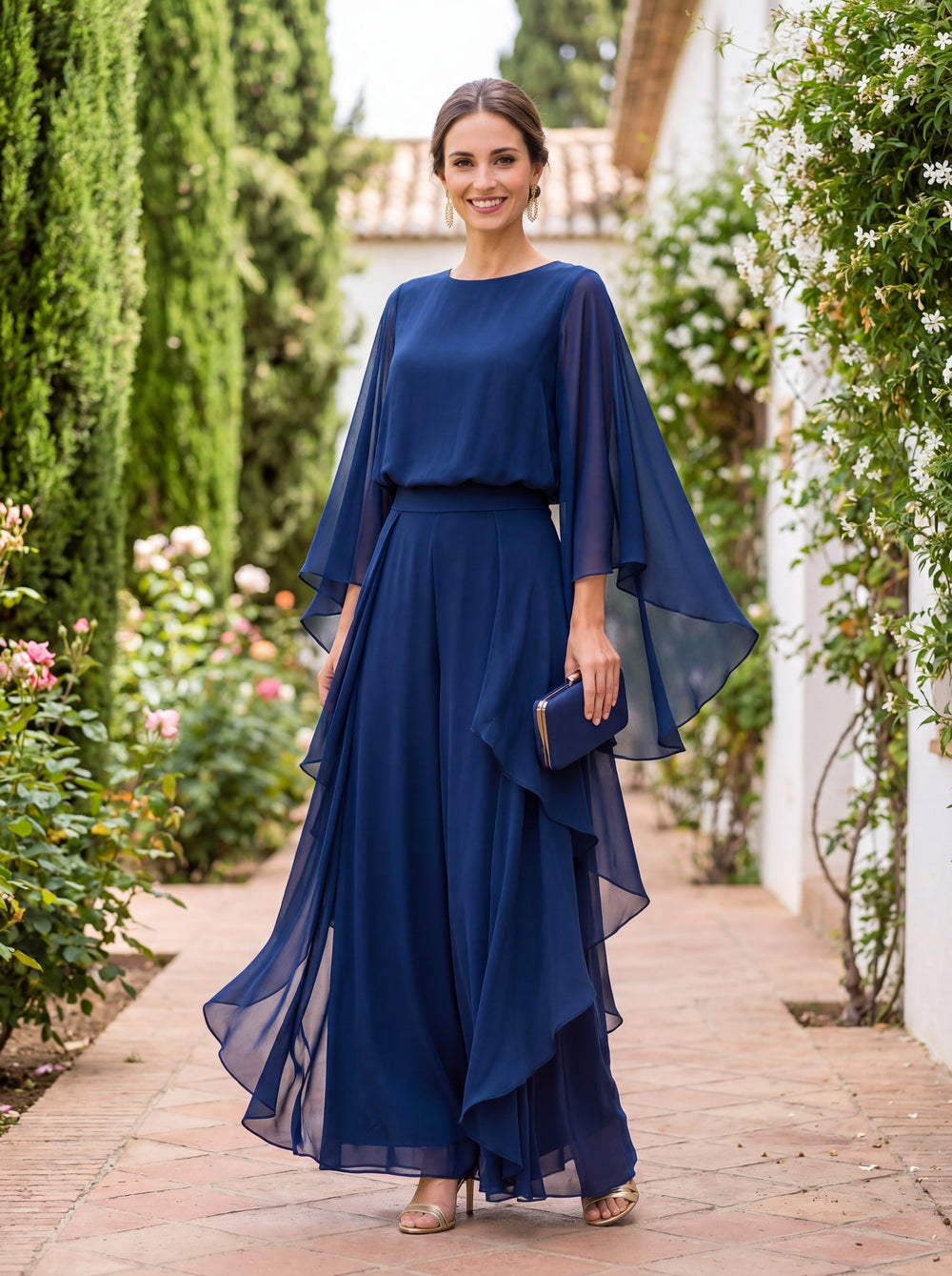 Conjunto de duas peças Lázaro em crepe elegante e refinado