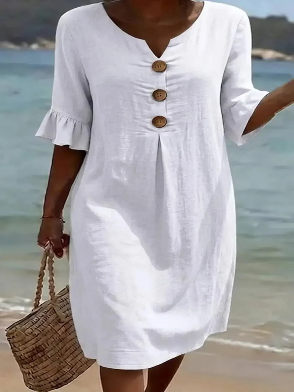 Vanesa™ | Robe Texturizada com Mangas Bufantes e Botões